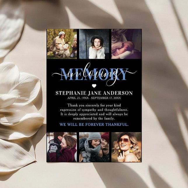 Elegant In Loving Memory Photo Collage Keepsake Th Thank You Card (Creator Uploaded)