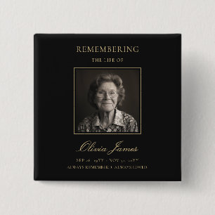 Elegant in Loving Memory Photo Funeral 15 Cm Square Badge