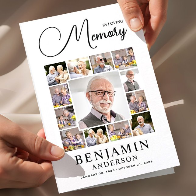 Elegant In Loving Memory Photo Funeral Program  Flyer (obituary template,funeral program,order of service,celebration of life,funeral booklet,funeral cards)