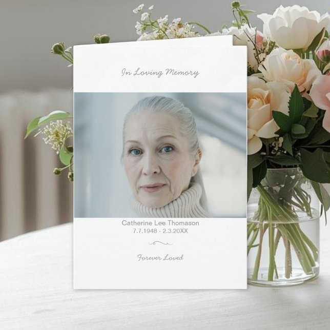 Elegant In Loving Memory Photo Funeral Program Programme (Elegant Photo Funeral Order Of Service Program
)