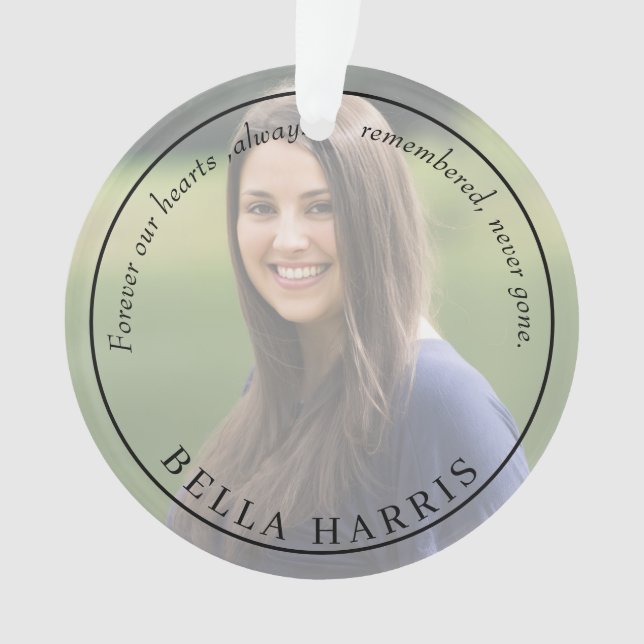 Elegant “In Loving Memory” Photo Ornament (Front)