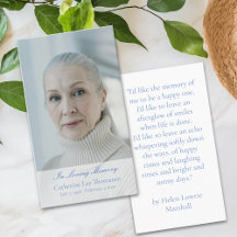 Elegant In Loving Memory Photo Prayer Cards