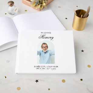Elegant In Loving Memory Photo White Keepsake Guest Book