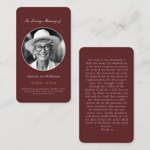 Elegant In Loving Memory Prayer Card