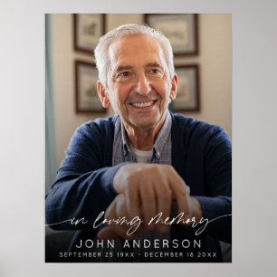 Elegant In Loving Memory Script Photo Funeral  Poster