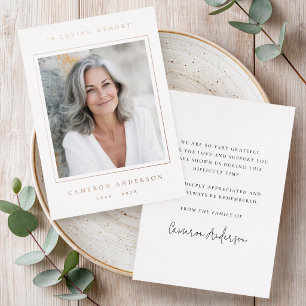 Elegant In Loving memory sympathy thank you card
