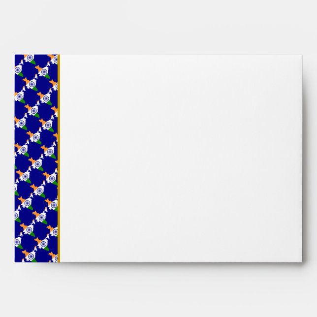Elegant INDIA Gold Trim Celebration Wedding BLUE Envelope (Front)