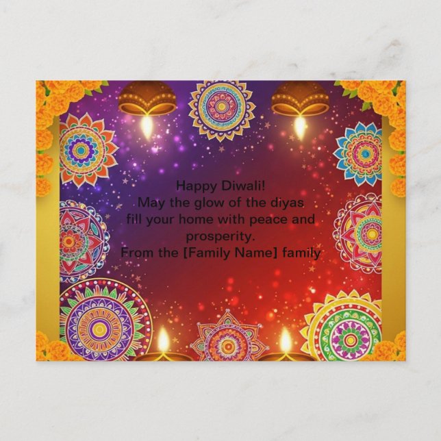 Elegant Indian Diwali Rangoli Postcard (Front)