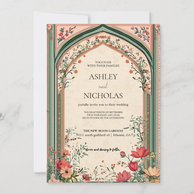 Elegant Indian Floral Wedding Invitation (Front)