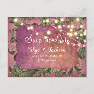 Elegant Indian Inspired Boho Damask Rose Pink Postcard