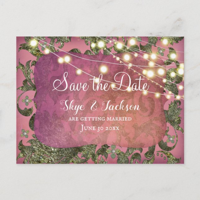 Elegant Indian Inspired Boho Damask | Rose Pink Postcard (Front)