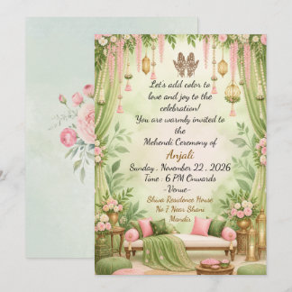 Elegant Indian Mehendi Ceremony digital invitation