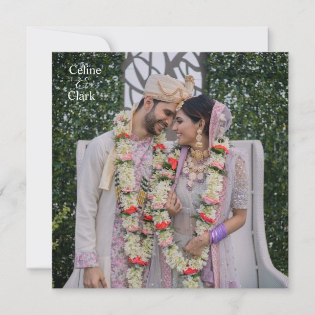 Elegant Indian Photo Wedding Save The Date (Front)