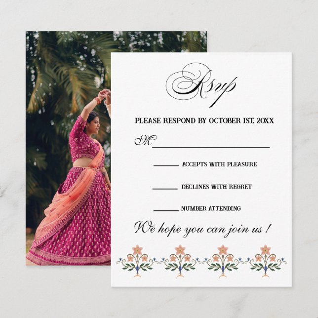 Elegant Indian Wedding  RSVP Card (Front/Back)