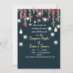 Elegant Indian Wedding Sangeet Ceremony Invitation