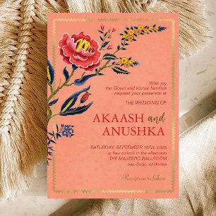 Elegant Indian Wildflower Blush Pink Wedding Invitation
