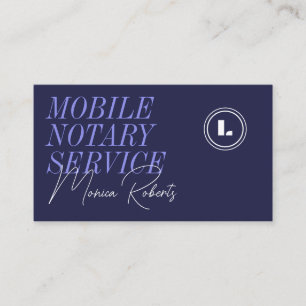 Elegant indigo dark ink blue mobile notary business card