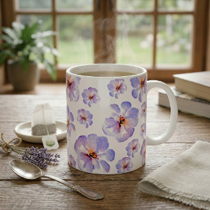 Elegant Indigo Watercolor Flower Pattern Coffee Mug