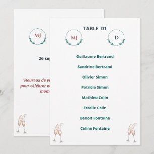 Elegant Individual Table Plan – Harmony Journey Invitation