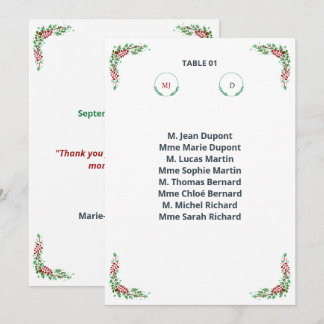 Elegant Individual Table Plan Invitation