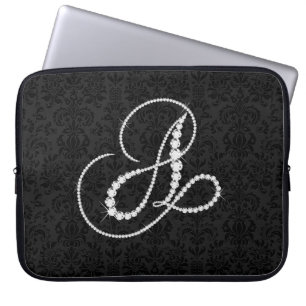 Elegant Initial A Sparkling Diamonds-Monogram Laptop Sleeve