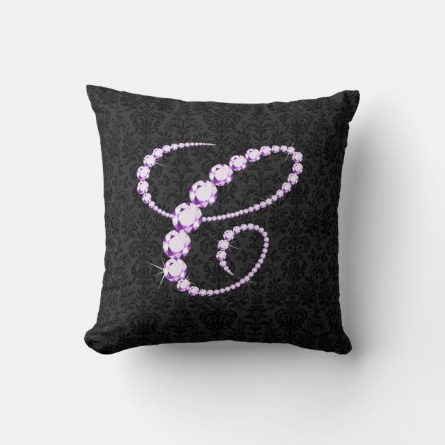 Elegant Initial C Sparkling Diamonds -Monogram Cushion (Front)