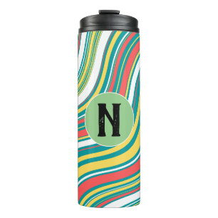 Elegant initial Modern colourful pattern Green Blu Thermal Tumbler