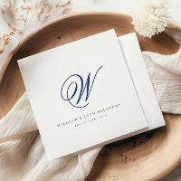 Elegant Initial Navy Blue Birthday Napkins