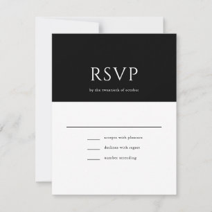 Elegant Initial Script Monogram Black Wedding RSVP Card