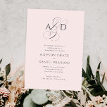 Elegant Initial Script Monogram Blush Pink Wedding Invitation<br><div class="desc">Elegant Initial Script Monogram Blush Pink Wedding Invitation features beautifully classic typography paired with an elegant script ampersand on a delicate blush pink background.</div>