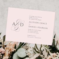 Elegant Initial Script Monogram Blush Pink Wedding