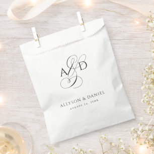 Elegant Initial Script Monogram Classic Wedding Favour Bags