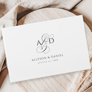 Elegant Initial Script Monogram Classic Wedding Guest Book