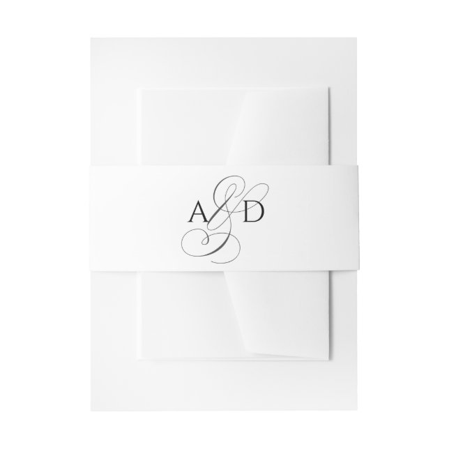 Elegant Initial Script Monogram Classic Wedding Invitation Belly Band (Front Example)