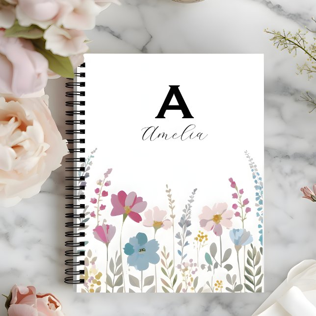 Elegant Initial Stylish Floral Notebook (Creator Uploaded)