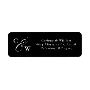 Elegant initials black and white wedding address