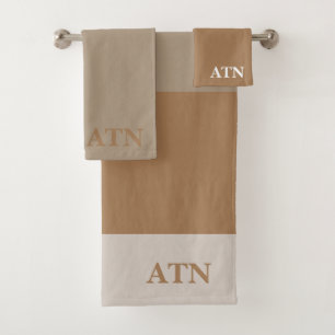 Elegant initials colour trend Stylish three tone  Bath Towel Set