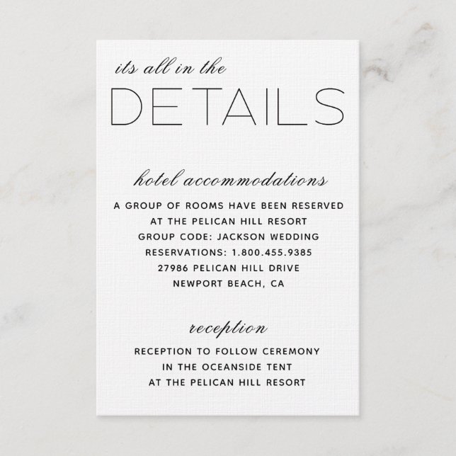 Elegant Initials Details Card (Front)