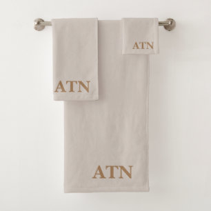 Elegant initials modern stylish design Colour Brow Bath Towel Set