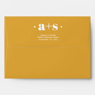 Elegant initials mustard yellow wedding envelope