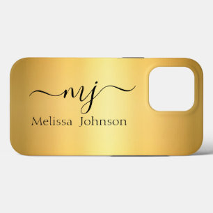 Elegant initials on gold iPhone 13 pro case