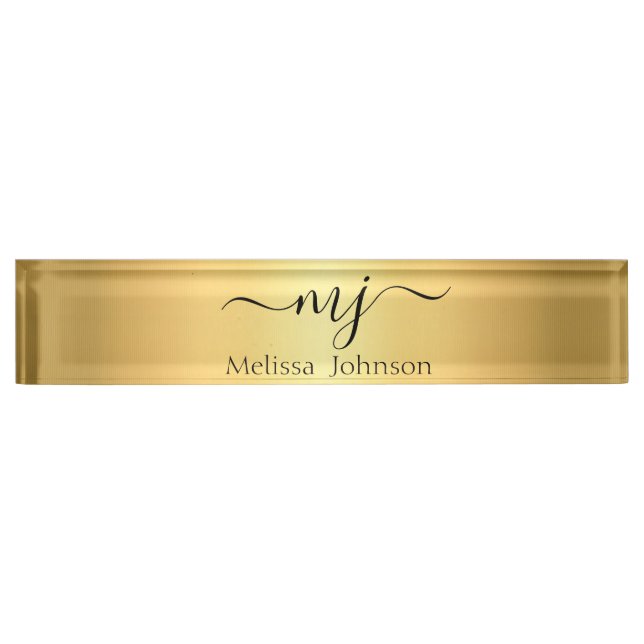 Elegant initials on gold   nameplate (Front)