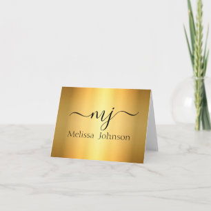 Elegant initials on gold   note card