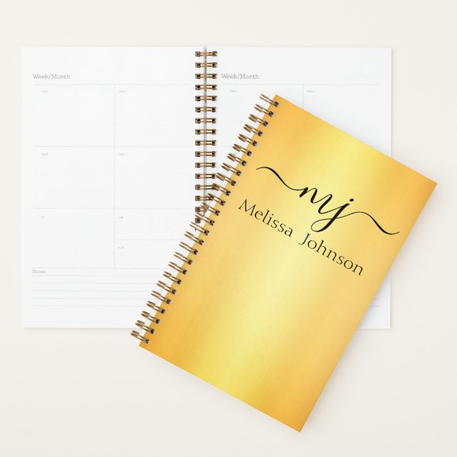 Elegant initials on gold   planner (Display)