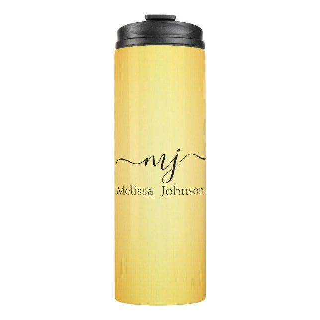 Elegant initials on gold   thermal tumbler (Front)