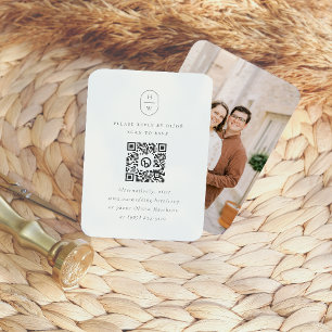 Elegant Initials Photo QR Code Wedding RSVP Enclosure Card