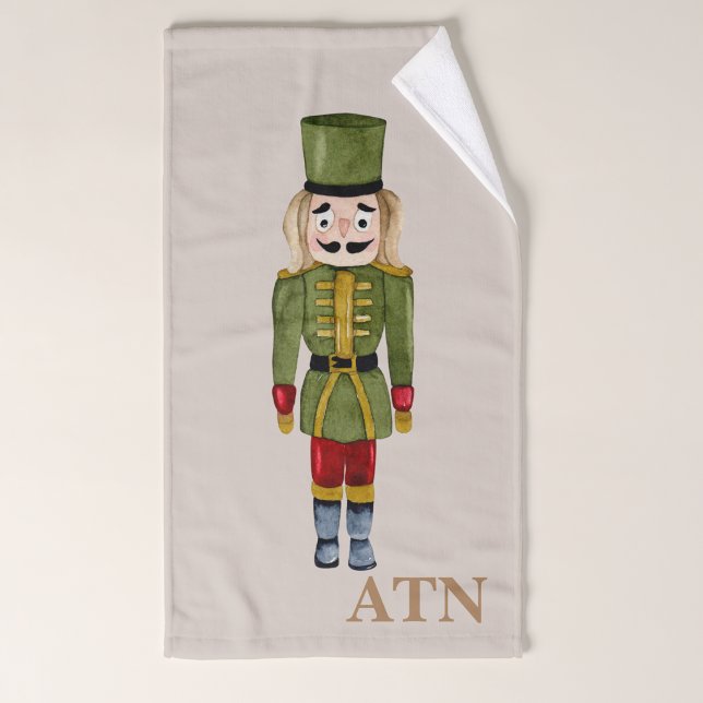 Elegant initials traditional nutcracker bath towel set (Creator Uploaded)