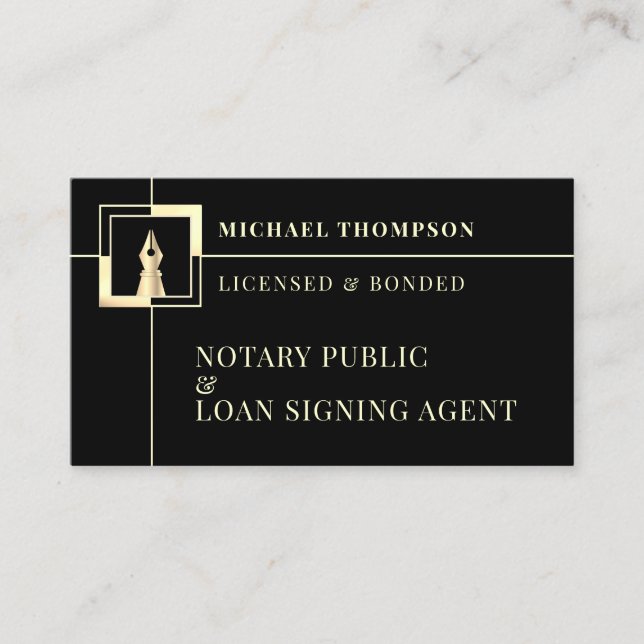 Elegant ink pen logo professional  business card (Front)