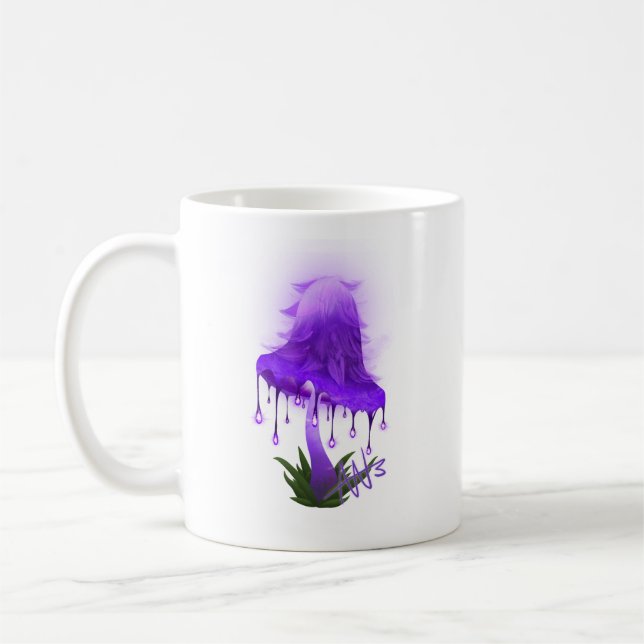 Elegant Inky Cap Glowing Purple Mushroom Mug (Left)