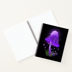 Elegant Inky Cap Glowing Purple Mushroom Spiral Notebook